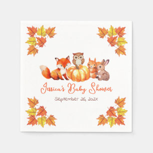 Baby Duwer Pumpkin Niedlich Fox Herbst Leaves Tier Serviette