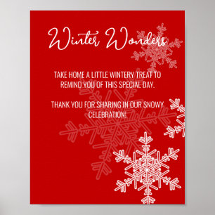 Baby Duwer Red Snowflakes Favorit Schild