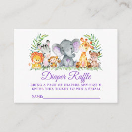 Baby Duwer Safari Tiere Windeln Raffle Lila Begleitkarte