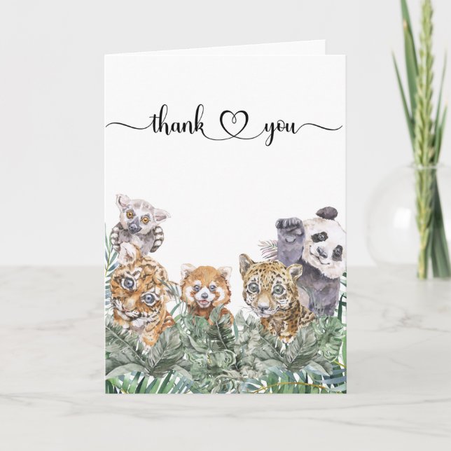 Baby Duwer Tropical Jungle Animals Vielen Dank Karte (Vorderseite)