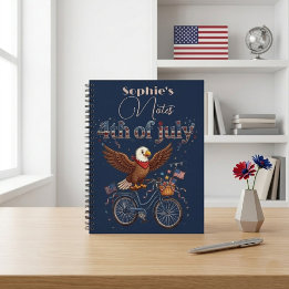 Baby Eagle Radfahren 4. Juli Patriotisches Klassen Notizbuch
