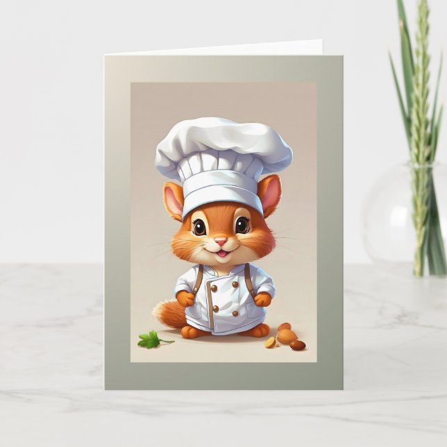 Baby Eichhörnchen Koch Illustration Leere Begrüßun Karte (Vorderseite)