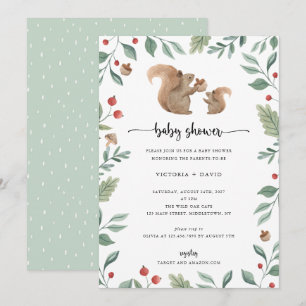 Baby Eichhörnchen und Mama Babydusche Einladung