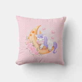 Baby einhorcht mit Blume über den Mond Kissen