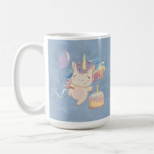 Baby Einhorn mit Regenbogenkissen Kaffeetasse