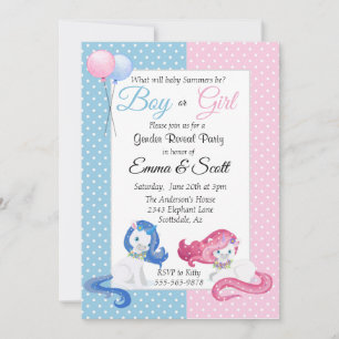 Baby Einhorn Pink Blau Geschlecht Enthüllungsfeier Einladung