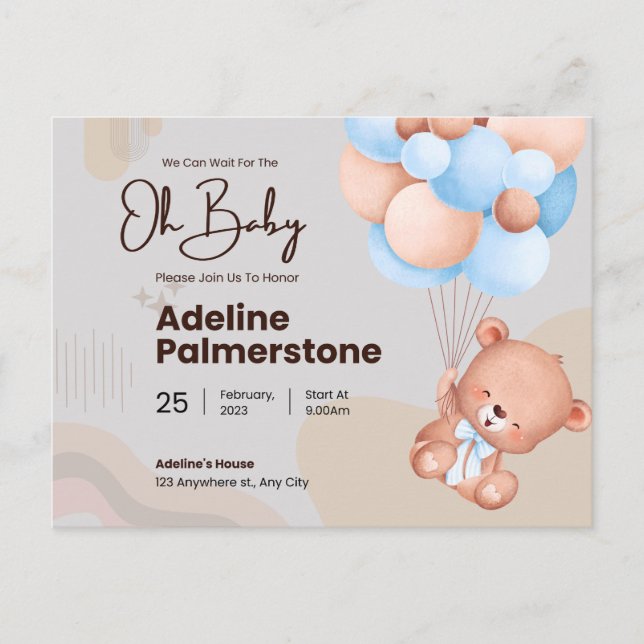 Baby, einladende Babydusche Ankündigungspostkarte (Vorderseite)