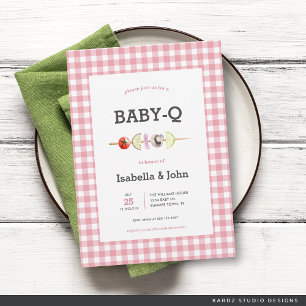 Baby-Einladung für das BabyQ-Pärchen Pink Girl Einladung