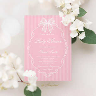 Baby-Einladung für Mädchen in Rosa mit Spitze Einladung