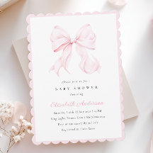 Baby-Einladung mit rosa Schleife