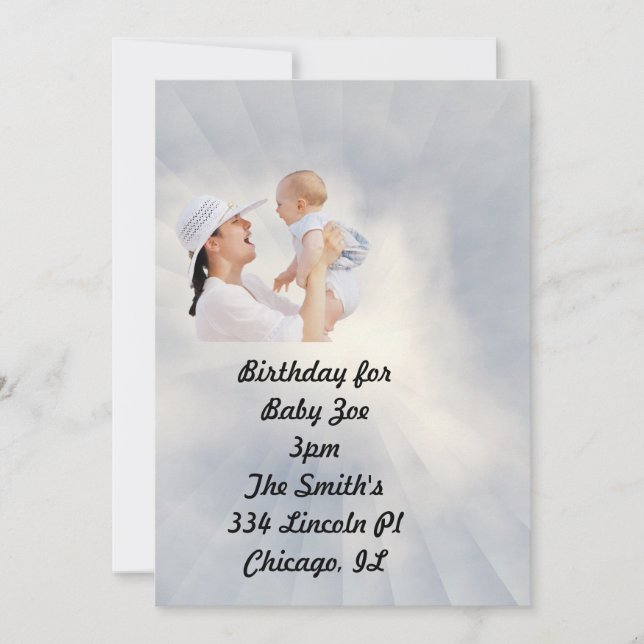 Baby Einladung mit Sky Blue Background (Vorderseite)