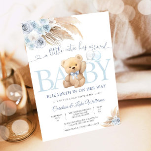 Baby-Einladung zum blauen Teddybären-Theater Einladung
