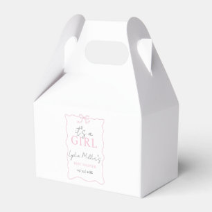 Baby-Einladung zur Babyparty mit rosa Schleife, Mä Geschenkschachtel