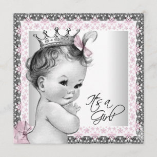 Baby-Einweihungsfeier in Rosa und Grau Einladung