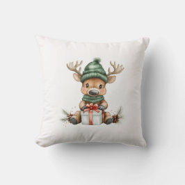 Baby Elche in Weihnachtsmannmütze mit Geschenk Win Kissen
