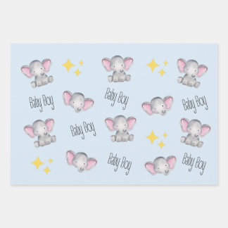 Baby Elefant Baby Boy Dusche Geschenkpapier Set