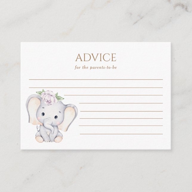 Baby Elefant Babydusche Hinweiskarte (Vorderseite)