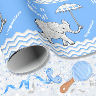 Baby-Elefant-Babyparty-Packpapier Geschenkpapier