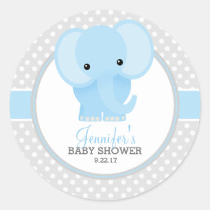 Baby Elefant (blau) Baby Shower Runder Aufkleber