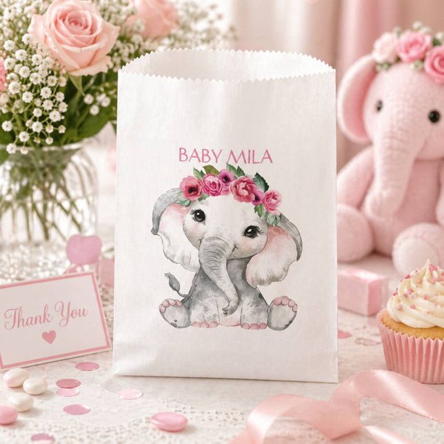 Baby-Elefant Blumenrosa Geschenktütchen (Von Creator hochgeladen)