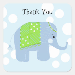 Baby-Elefant Danke Quadratischer Aufkleber