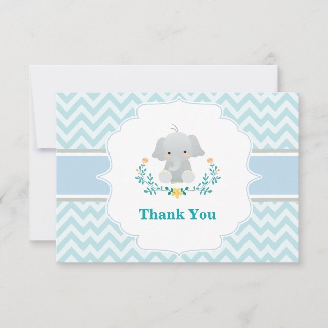Baby-Elefant danken Ihnen zu kardieren Dankeskarte (Vorderseite)