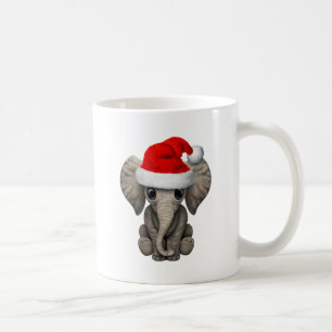 Baby-Elefant, der eine Weihnachtsmannmütze trägt Kaffeetasse