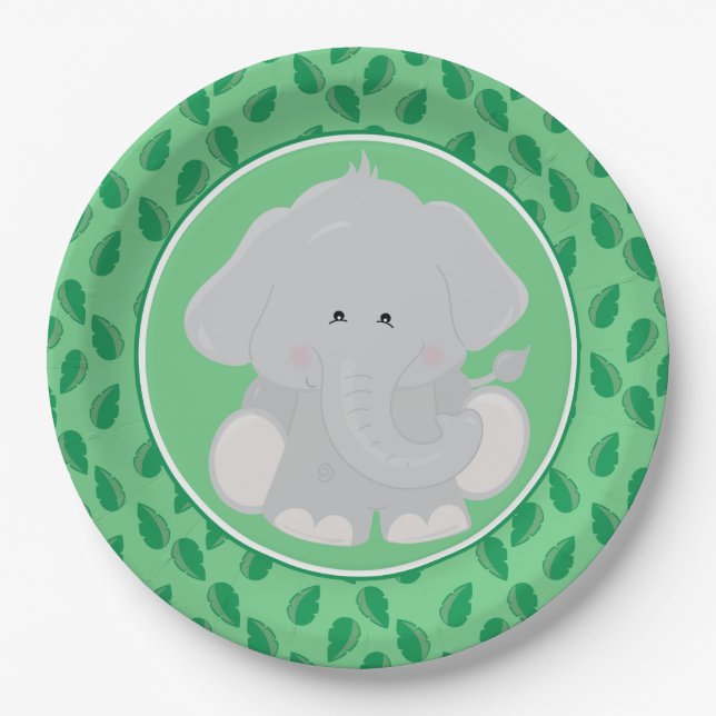 Baby-Elefant der Safari-Tier-| Pappteller (Vorderseite)