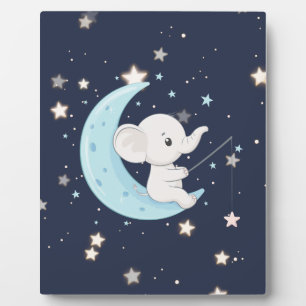 Baby-Elefant fängt Sterne Tischplatte-Schild Fotoplatte