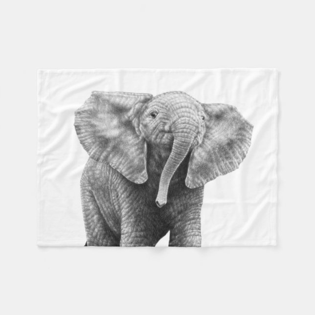 Baby-Elefant Fleecedecke (Vorderseite (Horizontal))