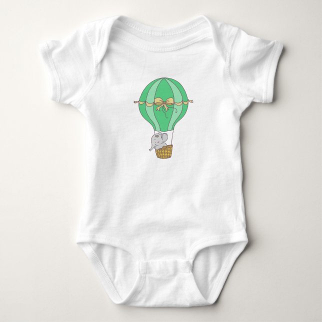 Baby-Elefant fliegt in einem Luftballon geschlecht Baby Strampler (Vorderseite)