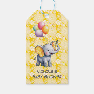 Baby Elefant Gelbe Punkte Ohren Baby Shower Geschenkanhänger