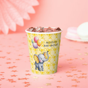 Baby-Elefant Gelbe Punkte Ohren Baby Shower Pappbecher
