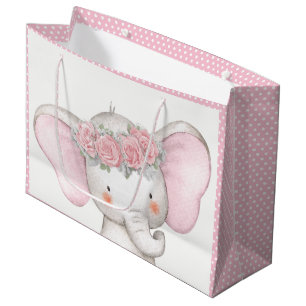 Baby- Elefant- Mädchen- Babyparty Große Geschenktüte
