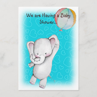 Baby-Elefant mit Ballon-Babyparty lädt ein Einladung