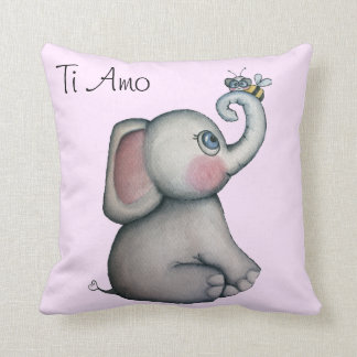 Baby-Elefant mit Bienen-Rosa-Wurfs-Kissen Kissen