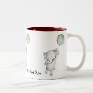 Baby-Elefant mit der Ballon-Tasse Zweifarbige Tasse