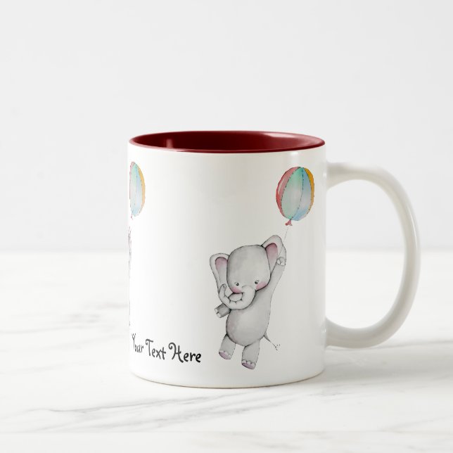 Baby-Elefant mit der Ballon-Tasse Zweifarbige Tasse (Rechts)