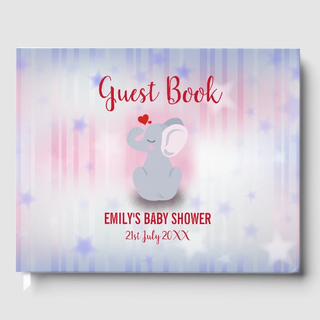 Baby Elefant mit Herz Gästebuch (Vorderseite)