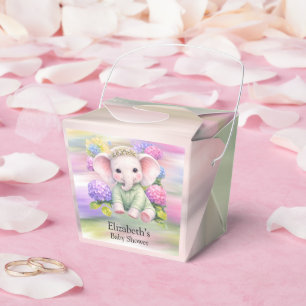 Baby Elefant mit Hortensien Geschenk zur Babyparty Geschenkschachtel