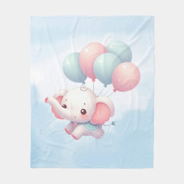Baby-Elefant mit Luftballons Fleecedecke (Vorderseite)