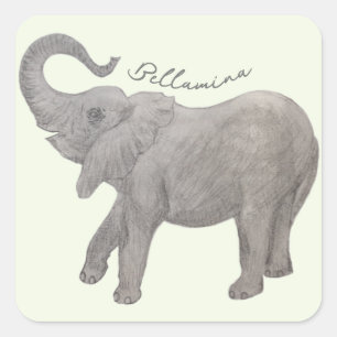 Baby-Elefant mit Text Quadratischer Aufkleber