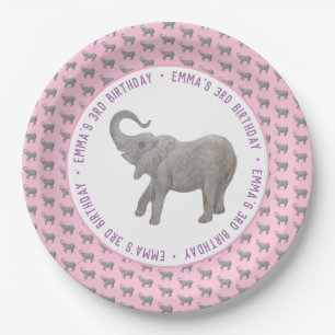 Baby-Elefant Rosa Geburtstag Pappteller