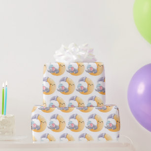 Baby-Elefant schlafend Halbmond-Baby-Party  Geschenkpapier