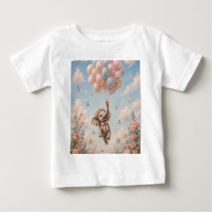 Baby-Elefant schwebende Ballons Baby T-shirt