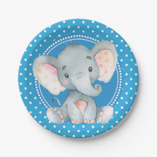 Baby-Elefant-Tupfen-Dusche Pappteller