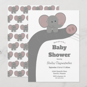 Baby-Elefant und Babyparty-Einladung des Stamm-  Einladung