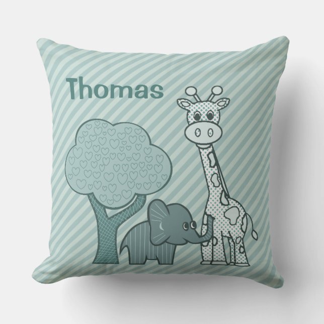 Baby-Elefant und Giraffe Kissen (Vorderseite)