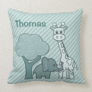 Baby-Elefant und Giraffe Kissen