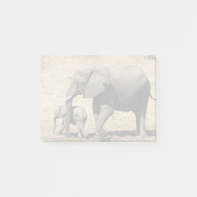 Baby-Elefant und Mutter Post-it Klebezettel (Vorderseite)